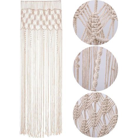 Papier peint macramé, décoration bohème, tapisserie tissée à la main, bohème, macramé, rideau, porte de mariage, fond, rideaux de fenêtre, 203 cm (L) x 74 cm (l) (1/5)