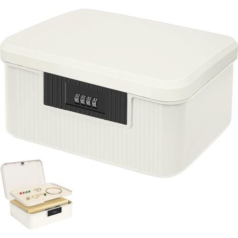 Boîte de rangement double compartiment verrouillable - Boîte de rangement - Conteneur de rangement - Organisateur - 9 litres - Avec serrure à combinaison - 26,2 x 22 x 12 cm - Plastique - Blanc (1/5)