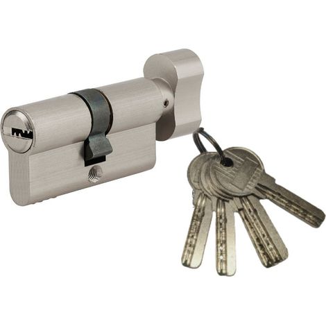 Cylindre de serrure 5G 30Bx40mm – Nickel – Anti-arrachement – 5 clés crantées – 5 goupilles en zamac – Tiger (1/2)
