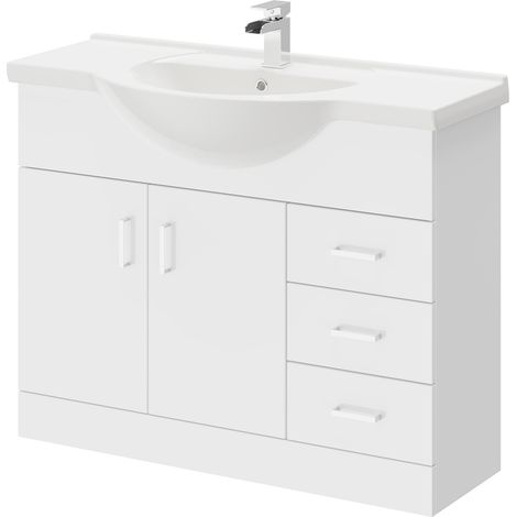 Alexander James Gloss White 1050mm Vanity Unit and Basin with 1 Tap Hole (1/5)