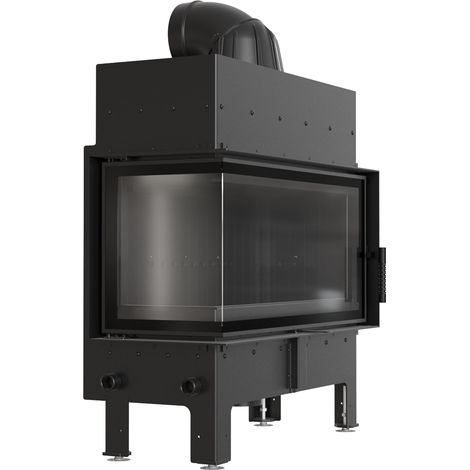Kamin KRATKI FLOKI L Links 12kW Ø200 Schwarz mit Türschließung Set für Montage (1/5)