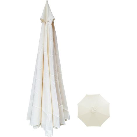 Toldo de repuesto para sombrilla,8 varillas,Impermeable,2,7 m,2,7 m,Blanco roto (solo para sombrilla de patio) (1/5)