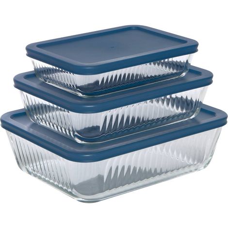 Lot de 3 plats à four en verre transparent avec couverts essentiels rectangulaires - 5five (1/5)