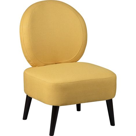 Altobuy – Fauteuil crapaud tissu 100% polyester jaune moutarde – Structure en bois de pin – Rembourrage mousse polyuréthane – Dimensions 59x66xH86cm