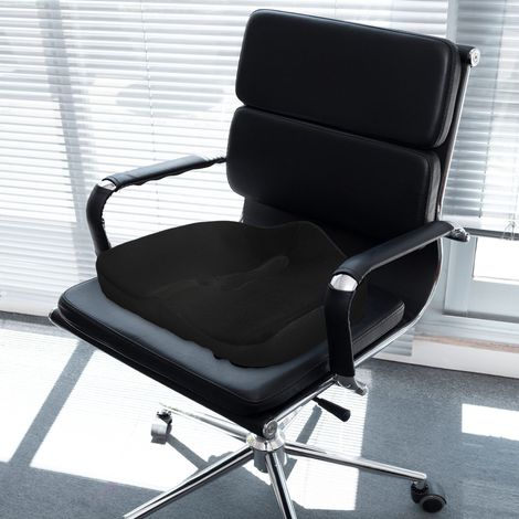 Cuscino ergonomico 44x39x13 cm in poliestere nero, memory foam, per ufficio – MEUBLIV (1/5)