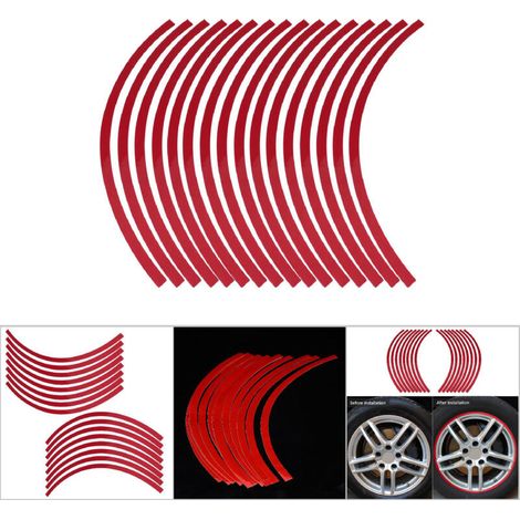 Universelles Reflexionsband für Auto- und Motorradfelgen, 6 Farben inklusive leuchtendem Rot, selbstklebend