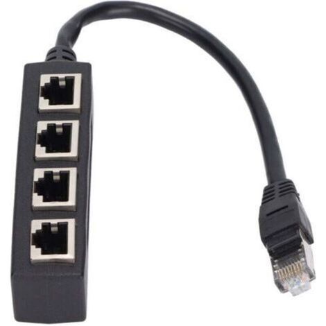 Adaptateur répartiteur RJ45 1 mâle à 4 femelles – Transmission fluide – Câble réseau CAT7 – Noyau plaqué or pour meilleure connectivité (1/4)