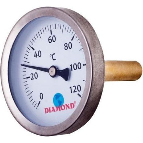 Thermometre - Diametre 63 mm - Plage 0 a 120 °C - Filetage Arriere 1/2 Pouces - Pour Installation Sur Circuits Hydrauliques