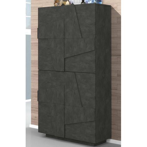 Dmora – Étagère à chaussures moderne 4 portes battantes – Dimensions 81x38x167 cm – Structure en stratifié gris ardoise – Made in Italy - 81x38h167 (1/5)