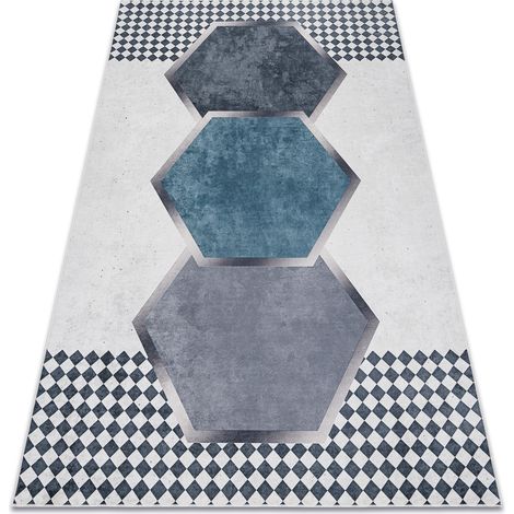 ANDRE 1863 washing carpet diamonds, geometric anti-slip - white / black multicolour 80x150 cm