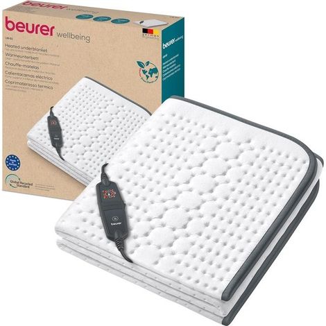Beurer UB 60 Green Planet Scaldaletto Coprimaterasso Termico Singolo 150x80 cm 60 W 4 Livelli di Temperatura Lavabile colore Bianco (1/2)