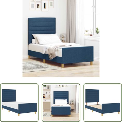 vidaXL Stoffbett - Bettgestell mit Kopfteil Blau 90 x 200 cm Stoff (1/5)