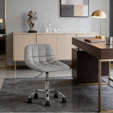 Sedia ufficio girevole velluto regolabile OKMYHOME (1/5)