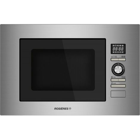 Rosieres – Micro-ondes encastrable 28L 900W – Acier inoxydable – 8 niveaux de puissance – Grill – RMG281IN