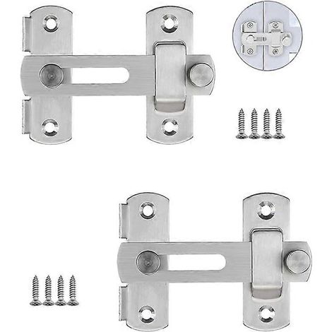 Lot de 2 verrous de porte en acier inoxydable argenté, petit verrou de porte, verrou de porte de salle de bain, verrou de porte de fenêtre, verrou de porte pour meubles pour animaux (1/5)