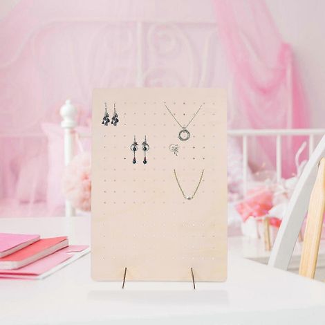 Présentoir à boucles d'oreilles en bois avec porte-colliers intégré pour organiser vos bijoux (1/4)