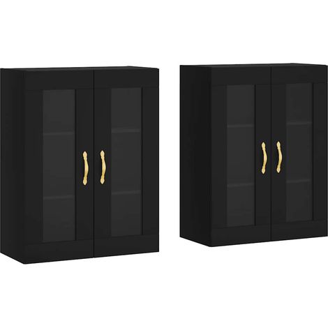 Lot de 2 Armoires De Chambre - Armoires murales noir bois d'ingénierie fr10073 - Maison La Vie (1/5)