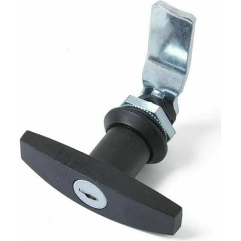 Serrure à Poignée en T avec Clé,Alliage d'Aluminium Loquet de Porte de Remorque Verrouillage de Poignée en T Verrou Universel de Poignée en T pour Trailers Campers,Noir (1/3)
