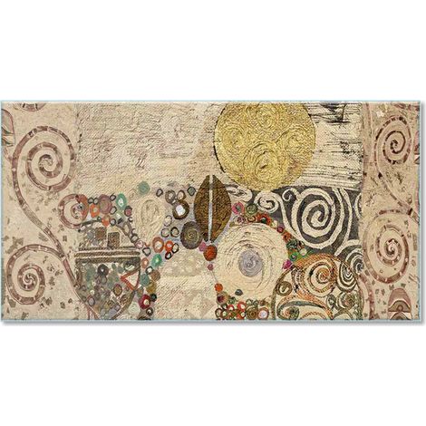 Lupia Quadro Moderno Stampa su Vetro Temperato GLASS COMPOSITION STYLE KLIMT Alta Definizione e Lucentezza di Colori  Design Elegante per Soggiorno, Camera, Ufficio  Facile da Appendere, 73x139 cm (1/4)