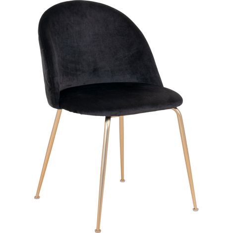 Set 2 sedie da pranzo Geneve in velluto nero con gambe effetto ottone