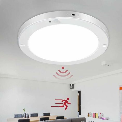 Plafonnier LED, Plafonnier Détecteur de Mouvement, 18W 1200LM 4000K Blanc, 22cm, 2 Modes (Toujours en Mode/Mode Capteur), Plafonnier LED pour Salon, Chambre, Couloir, Cuisine