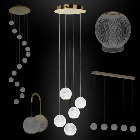 Hexim Light Pendelleuchte LED 4000K Hängeleuchte bis 2m Wandleuchte Deckenleuchte Lampen Diamant: Gold, Pendelleuchte Rund (5 Flammig) (1/4)