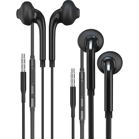 Lot de 2 écouteurs intra-auriculaires 3,5 mm avec microphone, câble, casque filaire écouteurs pour téléphone portable, compatibles avec Samsung Galaxy A52 Google Pixel Tablet PC Gaming S6-ej (1/5)