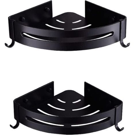 2 shower shelves, corner shelf, no drilling (black),--TRIMEC (1/5)