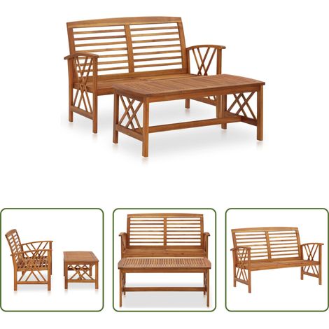Couchtisch - 2-tlg. Garten-Lounge-Set Massivholz Akazie (1/5)