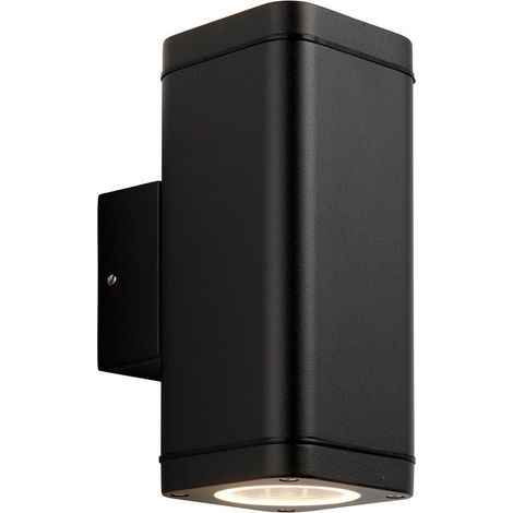 Endon Milton Applique murale extérieure architecturale moderne, finition noire texturée, IP44 (1/5)