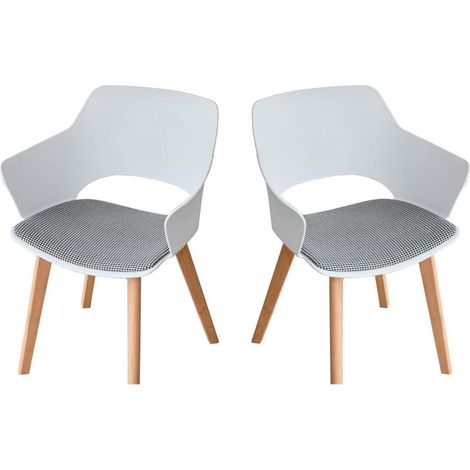 2er Set Esszimmerstühle mit Armlehne, Massivholzbeine, Stoffpolster, ergonomisch (1/5)