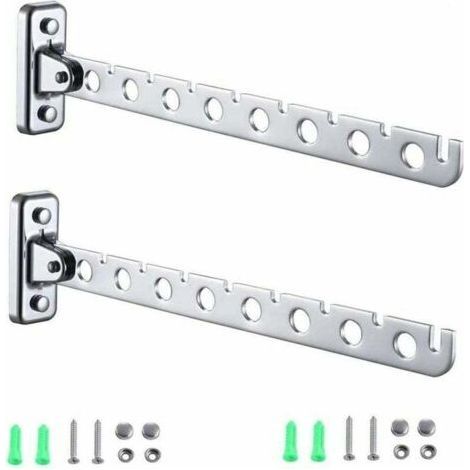 Stainless Steel 2 Hook Foldable Wall Clothes Rack, Wall Hanger, Foldable Fan, Wall Hanger L13 (1/4)