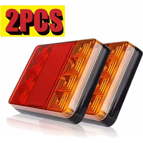 2PCS Feux Arrière pour Remorque Led Éclairage Arrière Lampe de Freinage Imperméable Universel Signal Indicateur pour Camion Caravane Van Bateau de Voiture Styling Avertissement 12V (8LED) (1/5)