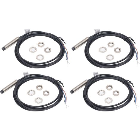 Lot de 4 capteurs inductifs PNP NO, distance de détection 2mm, fils DC 3 sorties, tension 6-36VDC, interrupteur de proximité sans contact (1/5)