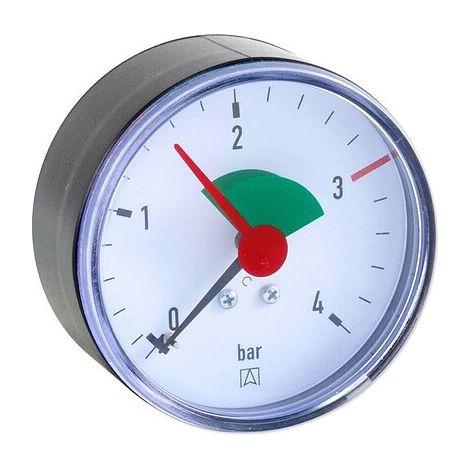 AFRISO Manometer HZ 63 - Anschluss axial/zentrisch 3/8'' AG selbstdichtend, Anzeige 0-4 bar, rote Markierung bei 3,0 bar (1/2)