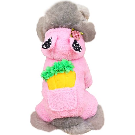 Pyjama d'hiver pour chien, pull chaud en polaire pour chiot, vêtements pour animaux de compagnie, combinaison pour chien (rose)