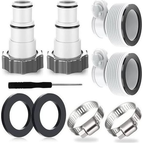 Pair Lot de 6 adaptateurs de tuyau de piscine - Adaptateur de tuyau pour piscine - Adaptateur de tuyau pour pompe - Raccord pour tuyau de 32 et 38 mm de diamètre (1/5)