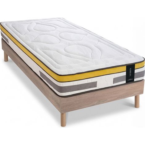 Ensemble Matelas AUBERTIN et Sommier SÉLÉNA - Naturel - 90x190 cm (1/5)