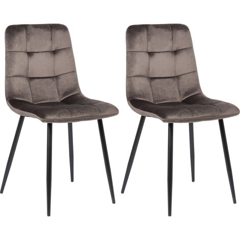 Conjunto de 2 sillas de comedor en terciopelo gris con patas de metal negro mate estilo moderno CDS101102 (1/4)
