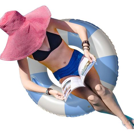 Bouée de Natation Flotteur rayé épaissi avec poignées Chambres à air de Piscine rayées Classiques pour Les fêtes à la Plage, Les Vacances Estivales, Adultes, Jeux Aquatiques (1/5)