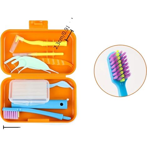 Kit de nettoyage buccal, design portable, soins dentaires complets, Orange (1/2)