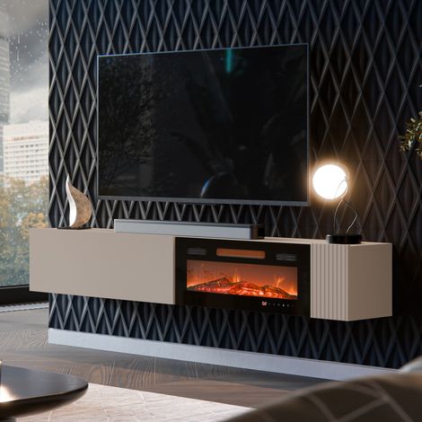 Mobile Porta tv Sindia, un Ripiano, Modulabile, 4 Vani, 200x29.8x30.5h cm Beige (1/4)