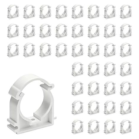 40 Pièces Collier de Serrage 16 mm en Plastique,Clip pour Tuyau Ø16,Collier de Serrage en U en PVC,pour Fixation de Tuyaux Vides,Conduites D'eau(Blanc,Montage Mural Possible) (1/5)