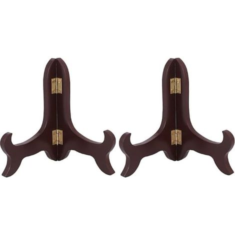 2 PièCes Support Pour Assiettes DéCoratives Bois PréSentoir Porte-Assiette Stable Pour Cuisine Restaurant Bureau (1/5)
