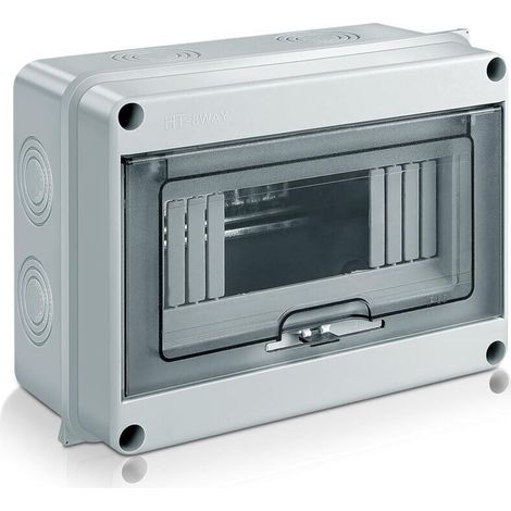 Coffret Electrique Etanche Exterieur, IP65 Boîtier de Distribution en Saillie 8 Modules avec Terminaux, ABS de Surface en Plastique pour une Utilisation à l'extérieur (8 MODULE) (1/5)