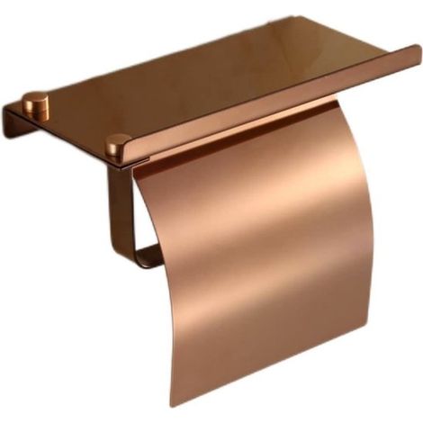 Porta carta igienica, porta rotolo di carta igienica, porta rotolo di carta igienica con supporto per cellulare, acciaio inossidabile, oro (1/5)