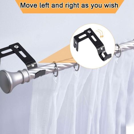 2 Pièces Support de Tringle à Rideau Réglable, Ø 25 mm Supports Mural Réglable pour Tringle avec Vis Extensible Fixation pour Tringles à Rideaux pour Les Bureaux Les Armoires de Chambre (1/3)
