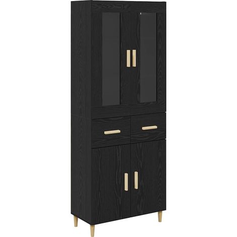 Aparador alto con cajón Roble Negro 69,5 x 34 x 180 cm vidaXL