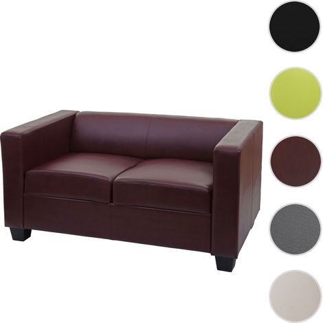 Canapé / sofa Lille, 2 places, 137x75x70cm, simili-cuir, café (1/5)