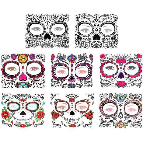 Lot de 8 autocollants pour le visage, pour décorations d'Halloween (1/3)